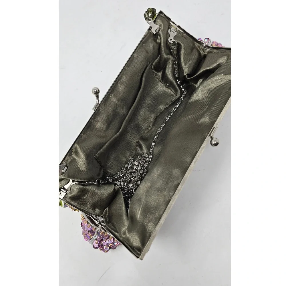 Y2K Vtg beaded sequin mirror clutch women evening bag club wear festival retro